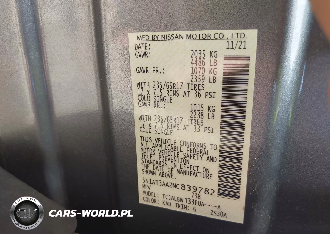2021 Nissan Rogue S Fwd VIN:5N1AT3AA2MC839782 - 9