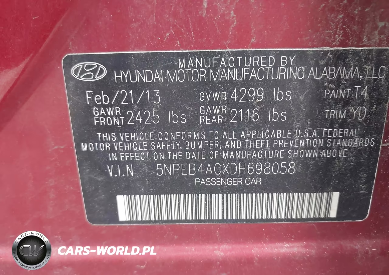 2013 Hyundai Sonata Gls VIN:5NPEB4ACXDH698058 - 9