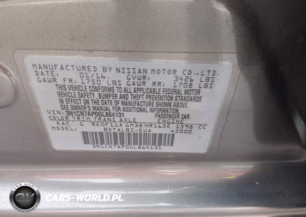 2016 Nissan Versa 1.6 Sv VIN:3N1CN7AP0GL864131 - 9