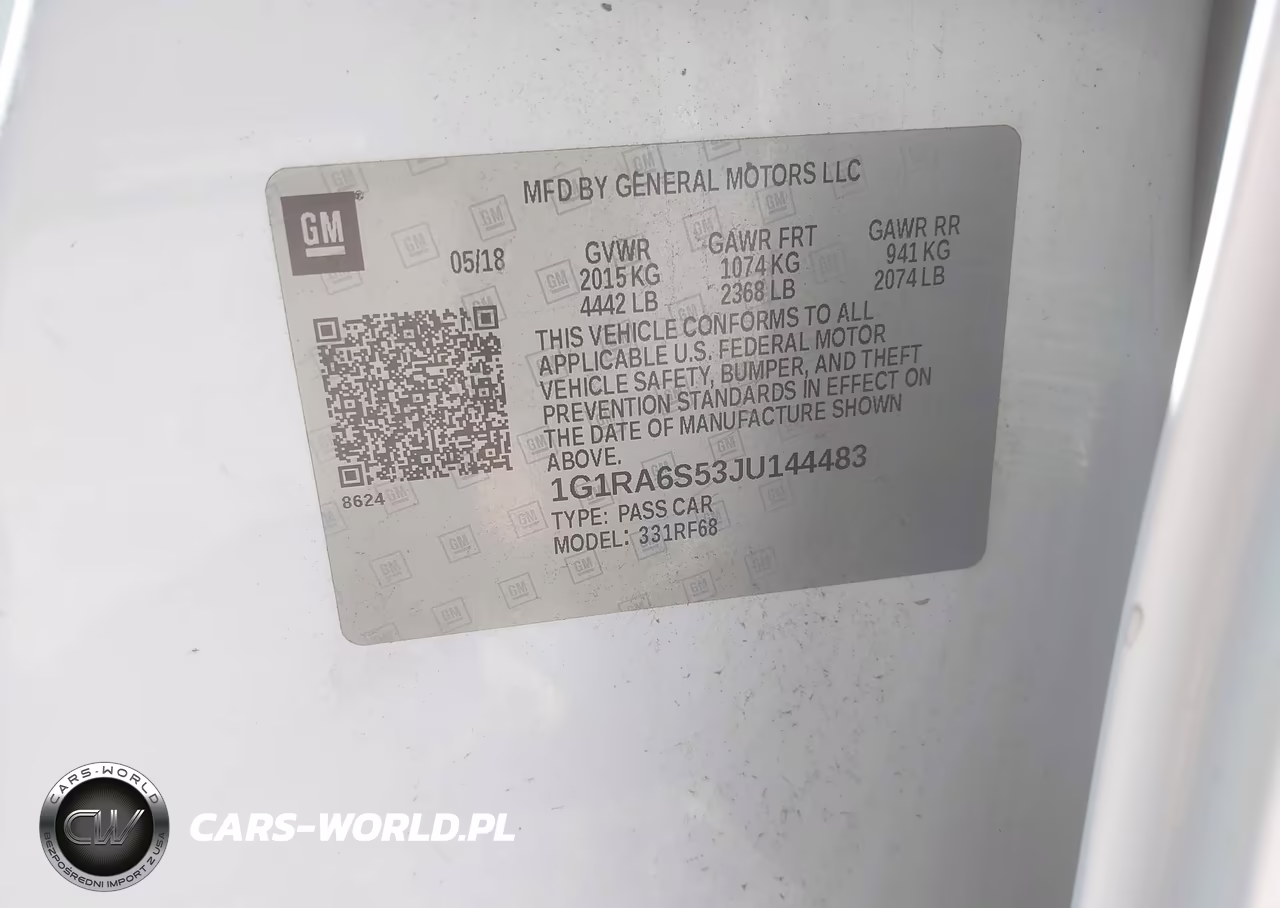 2018 Chevrolet Volt Lt VIN:1G1RA6S53JU144483 - 7