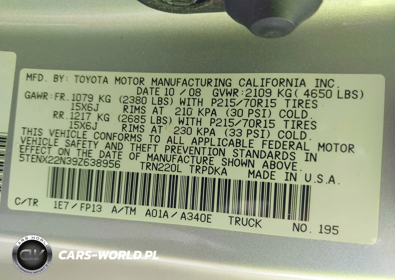 2009 Toyota Tacoma VIN:5TENX22N39Z638956 - 9