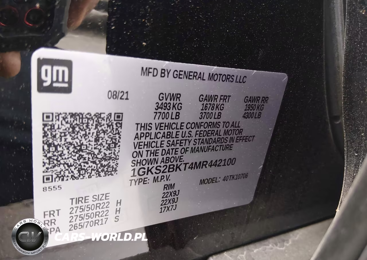 2021 GMC Yukon 4Wd Slt VIN:1GKS2BKT4MR442100 - 9
