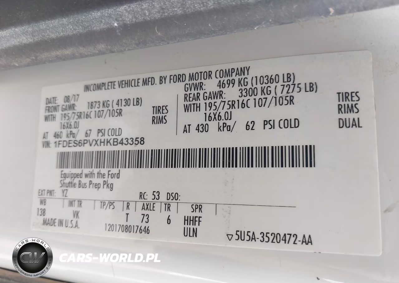 2017 Ford Transit-350 Cutaway VIN:1FDES6PVXHKB43358 - 9