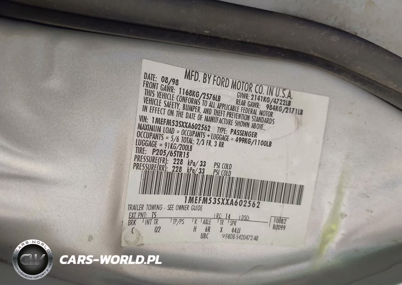 1999 Mercury Sable Ls VIN:1MEFM53SXXA602562 - 9