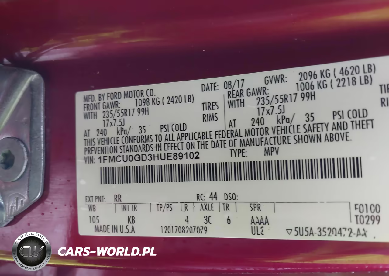 2017 Ford Escape Se VIN:1FMCU0GD3HUE89102 - 9