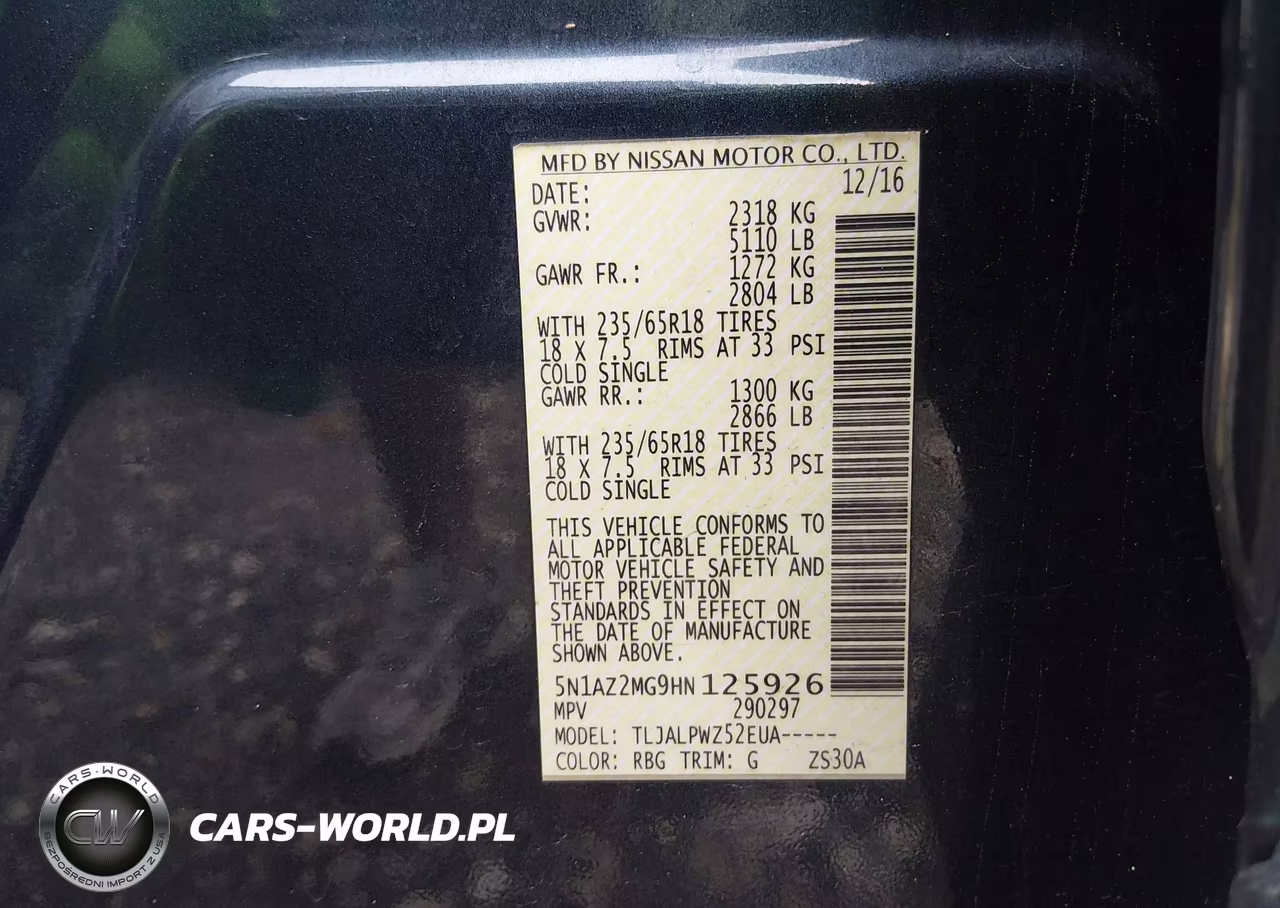 2017 Nissan Murano S VIN:5N1AZ2MG9HN125926 - 9