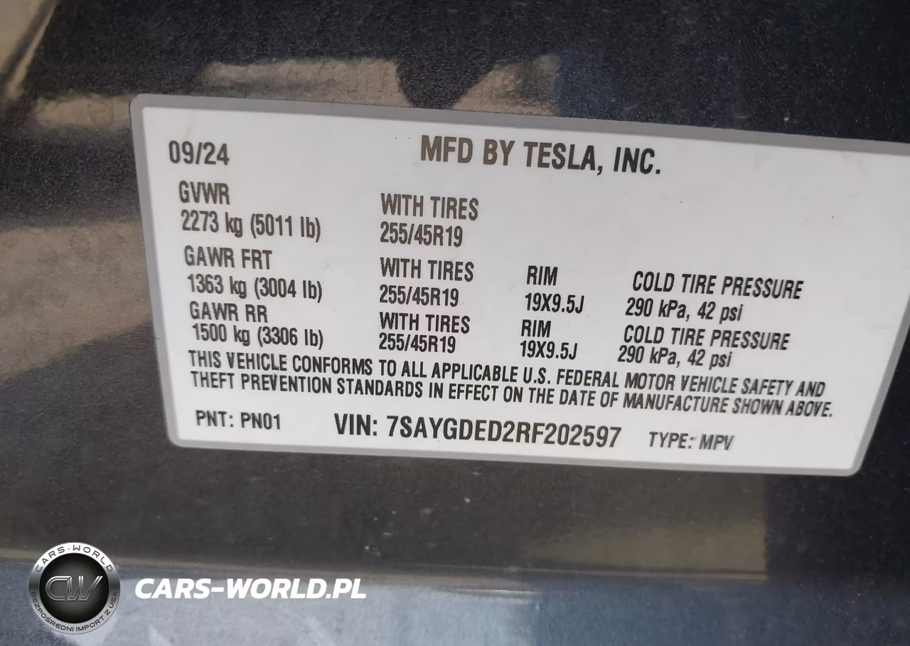 2024 Tesla Model Y Long Range Single Motor Rear-Wheel Drive-Rwd VIN:7SAYGDED2RF202597 - 9
