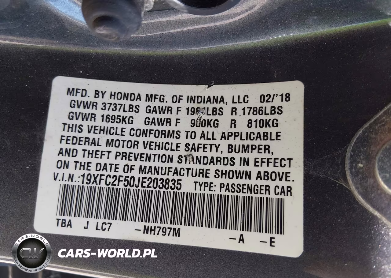 2018 Honda Civic Lx VIN:19XFC2F50JE203835 - 9