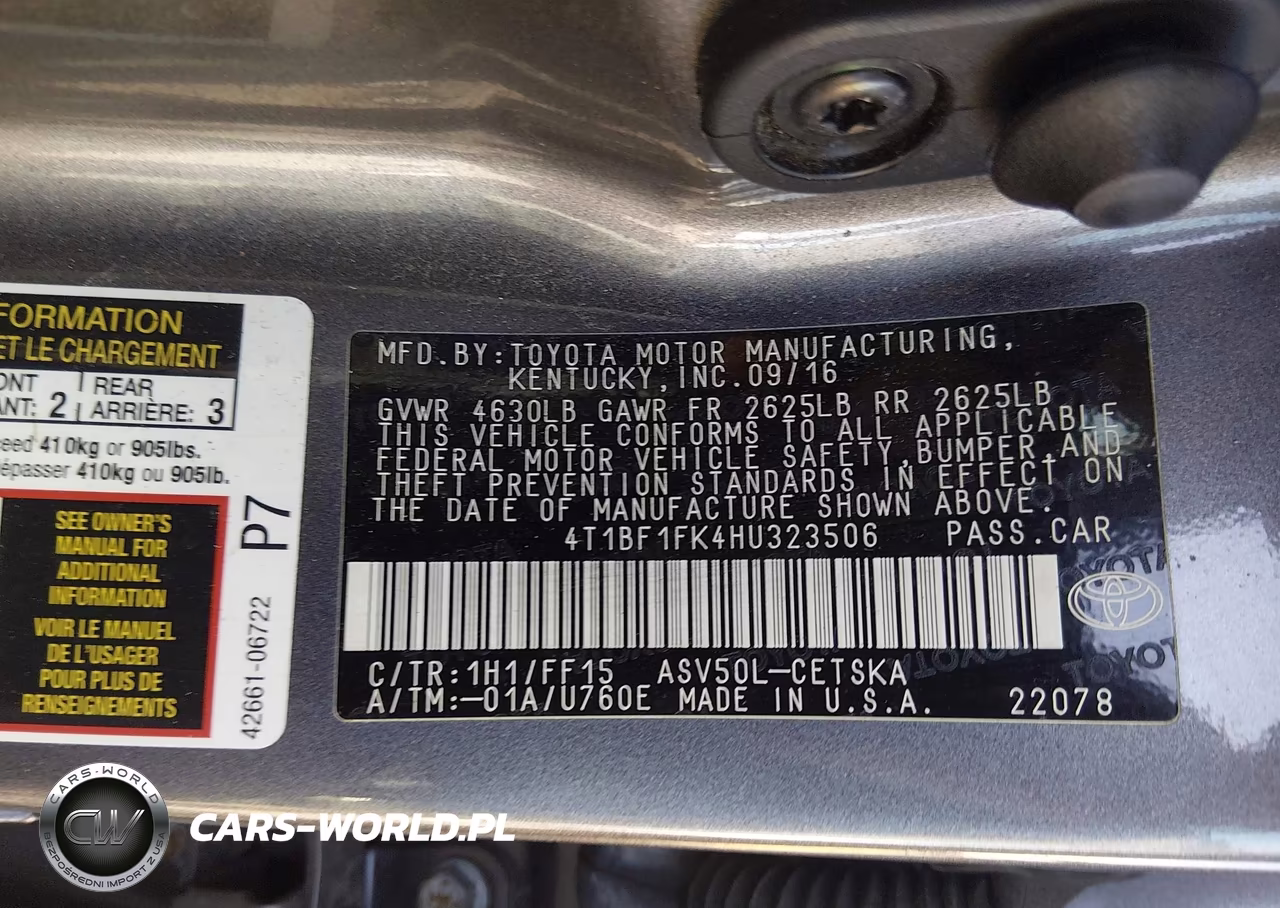 2017 Toyota Camry Se VIN:4T1BF1FK4HU323506 - 9