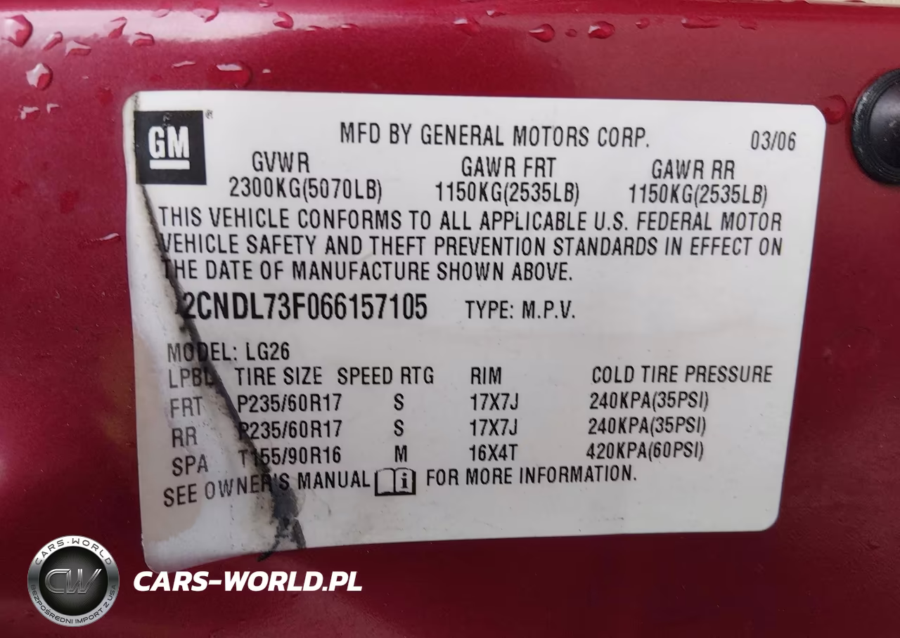 2006 Chevrolet Equinox Lt VIN:2CNDL73F066157105 - 9