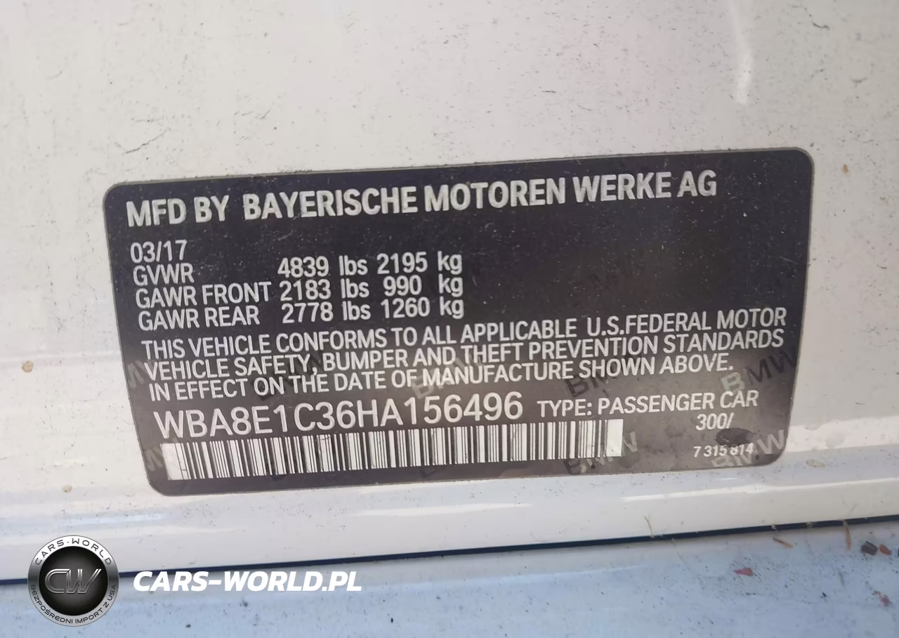 2017 BMW 330E Iperformance VIN:WBA8E1C36HA156496 - 9