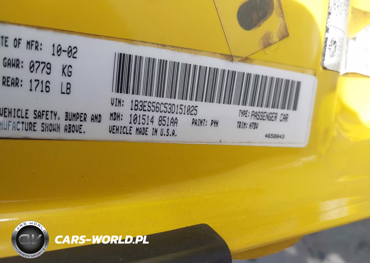 2003 Dodge Neon Sxt VIN:1B3ES56C53D151025 - 9