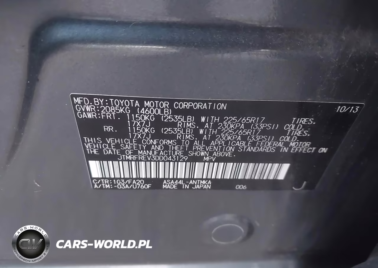 2013 Toyota Rav4 Xle VIN:JTMRFREV3DD043129 - 9