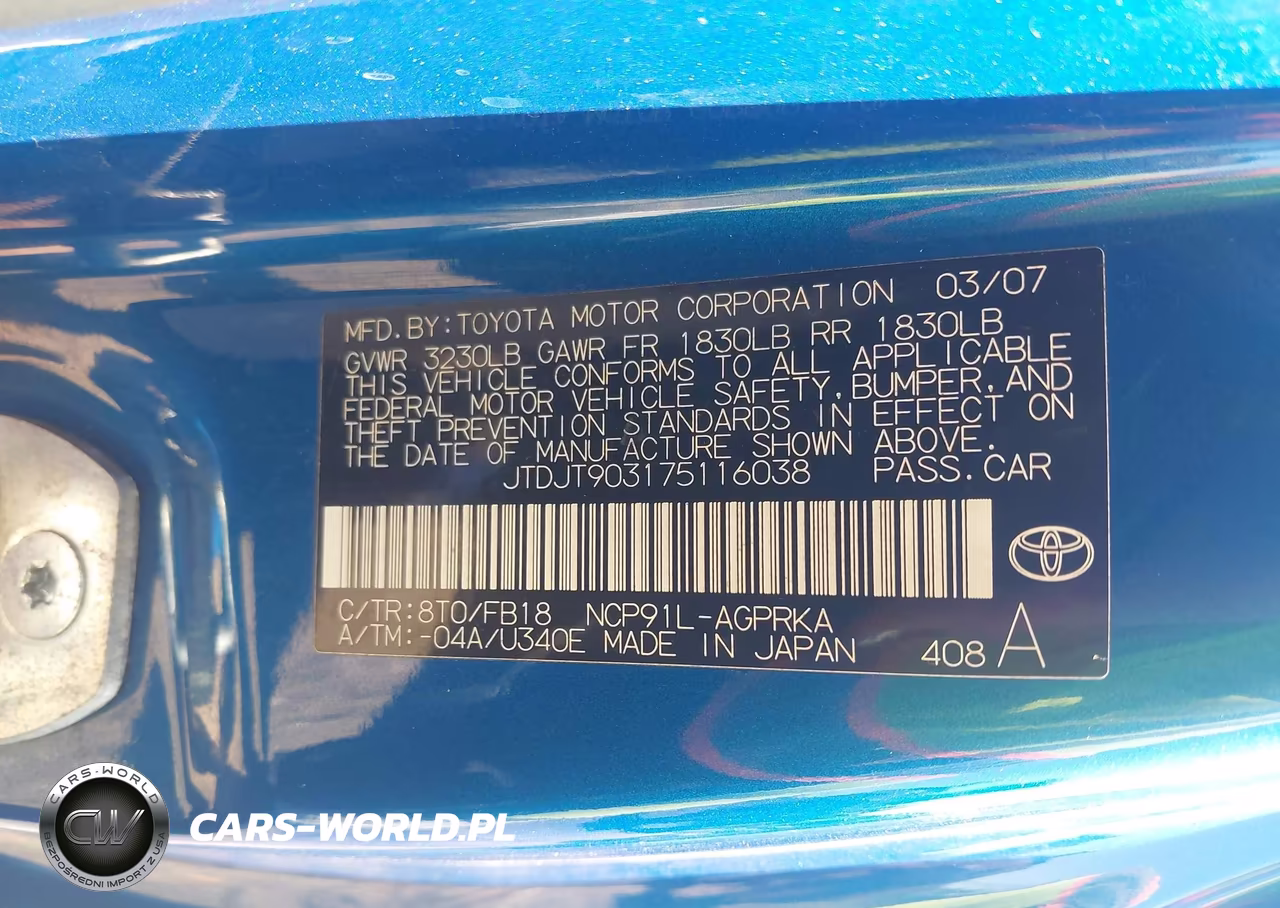 2007 Toyota Yaris VIN:JTDJT903175116038 - 9