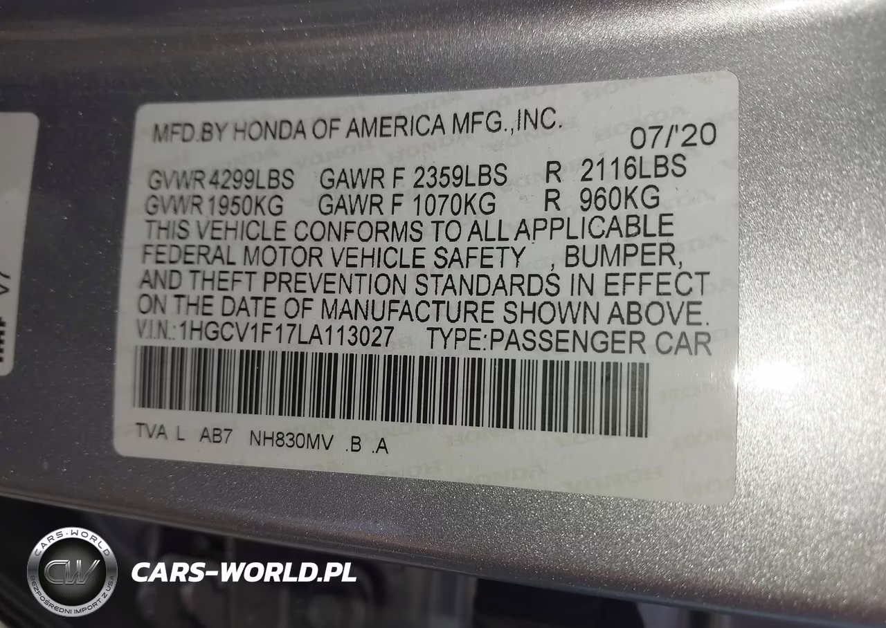 2020 Honda Accord Lx VIN:1HGCV1F17LA113027 - 9