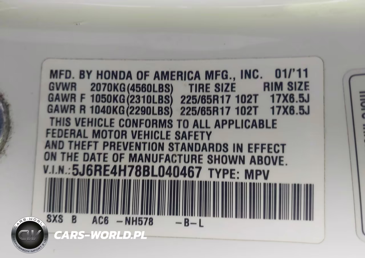 2011 Honda Cr-V Exl VIN:5J6RE4H78BL040467 - 9