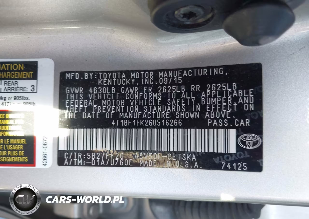2016 Toyota Camry Se VIN:4T1BF1FK2GU516266 - 9