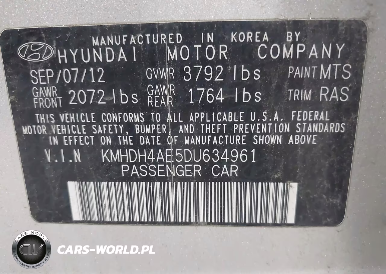 2013 Hyundai Elantra Limited VIN:KMHDH4AE5DU634961 - 9