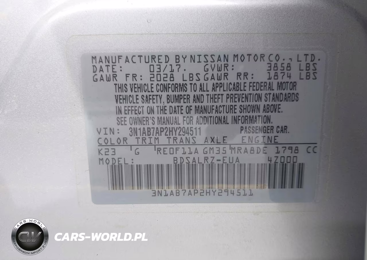2017 Nissan Sentra Sr VIN:3N1AB7AP2HY294511 - 9