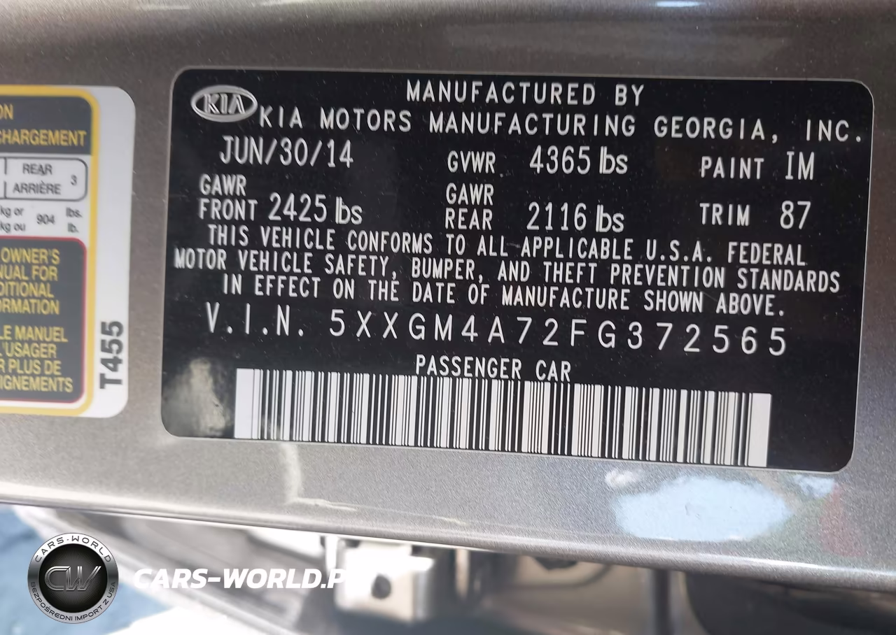 2015 Kia Optima Lx VIN:5XXGM4A72FG372565 - 9