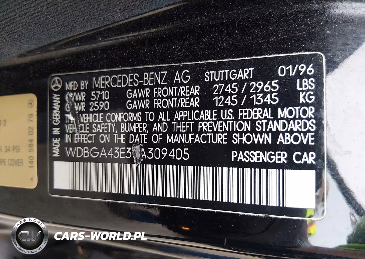 1996 Mercedes-Benz S 420 VIN:WDBGA43E3TA309405 - 9