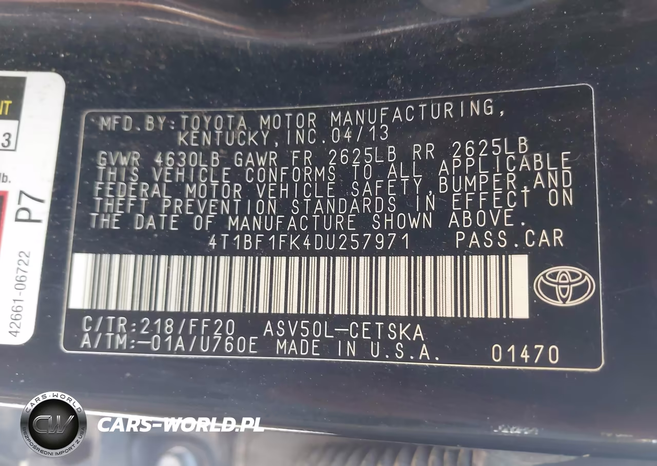 2013 Toyota Camry Se VIN:4T1BF1FK4DU257971 - 9