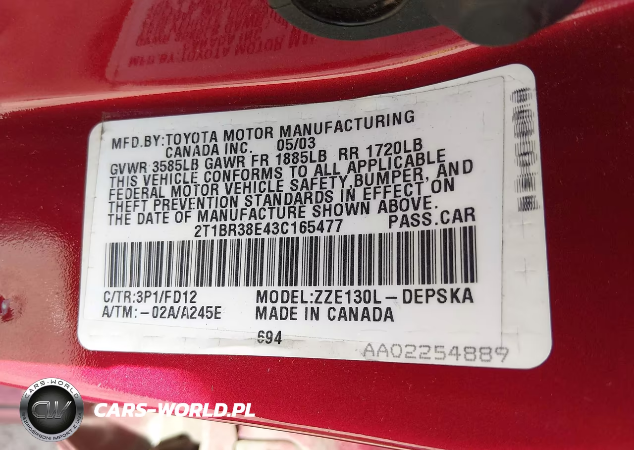 2003 Toyota Corolla S VIN:2T1BR38E43C165477 - 9