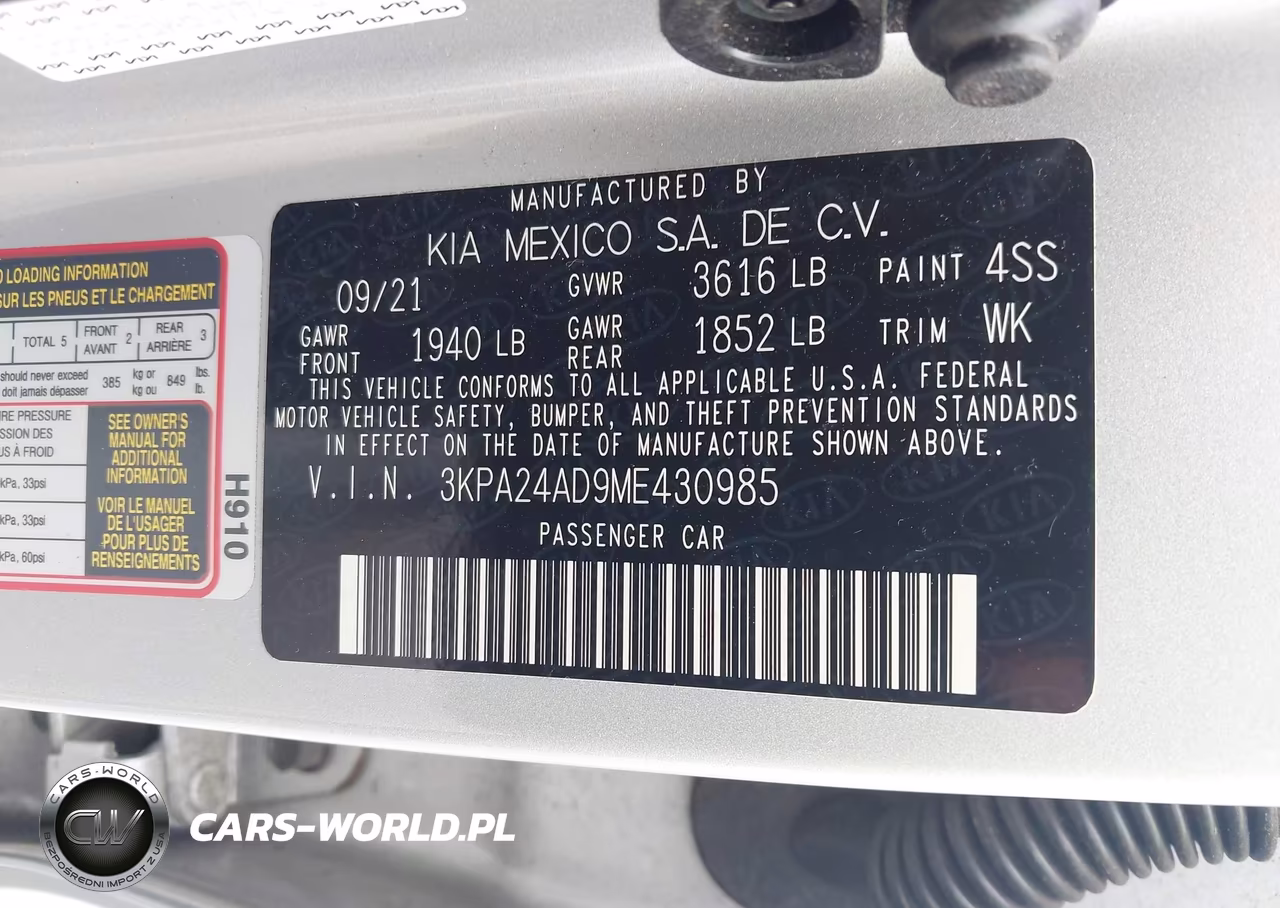 2021 Kia Rio S VIN:3KPA24AD9ME430985 - 9
