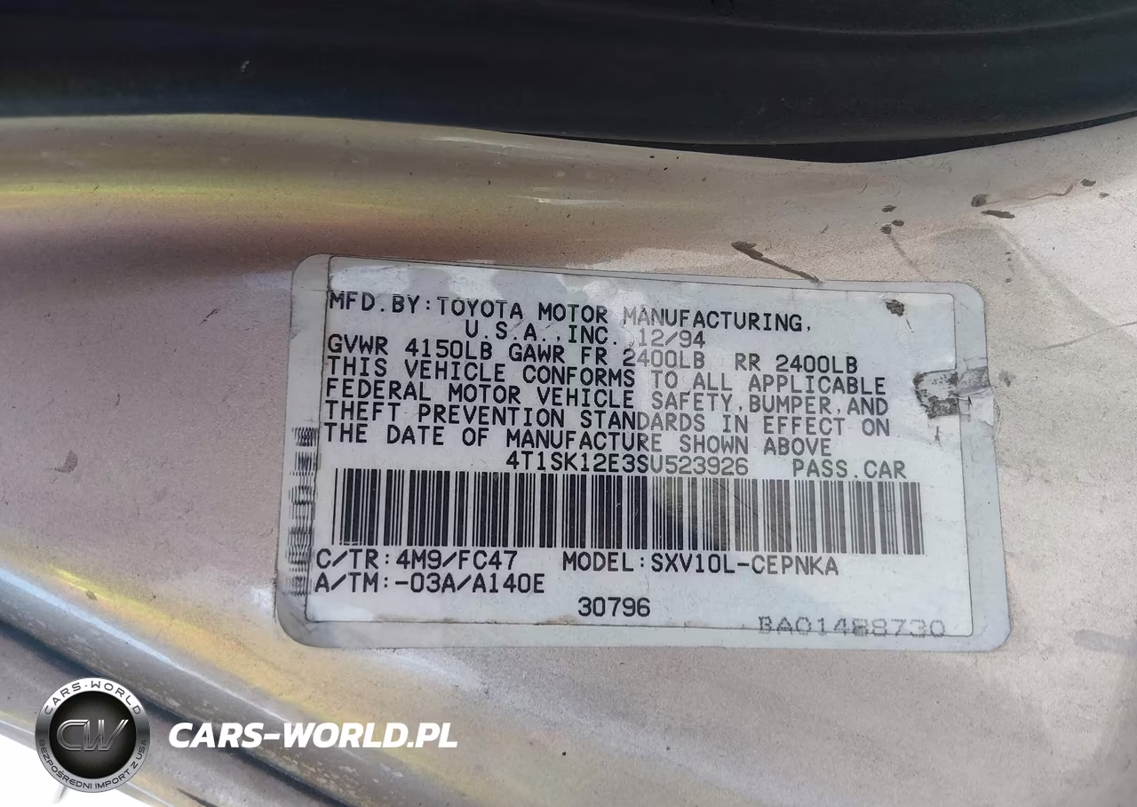 1995 Toyota Camry Le VIN:4T1SK12E3SU523926 - 9
