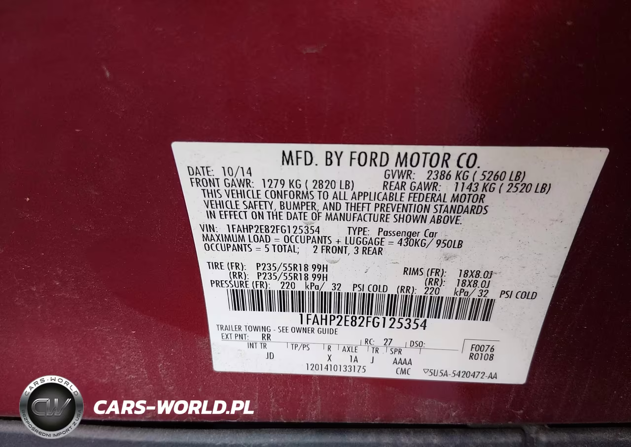 2015 Ford Taurus Sel VIN:1FAHP2E82FG125354 - 9
