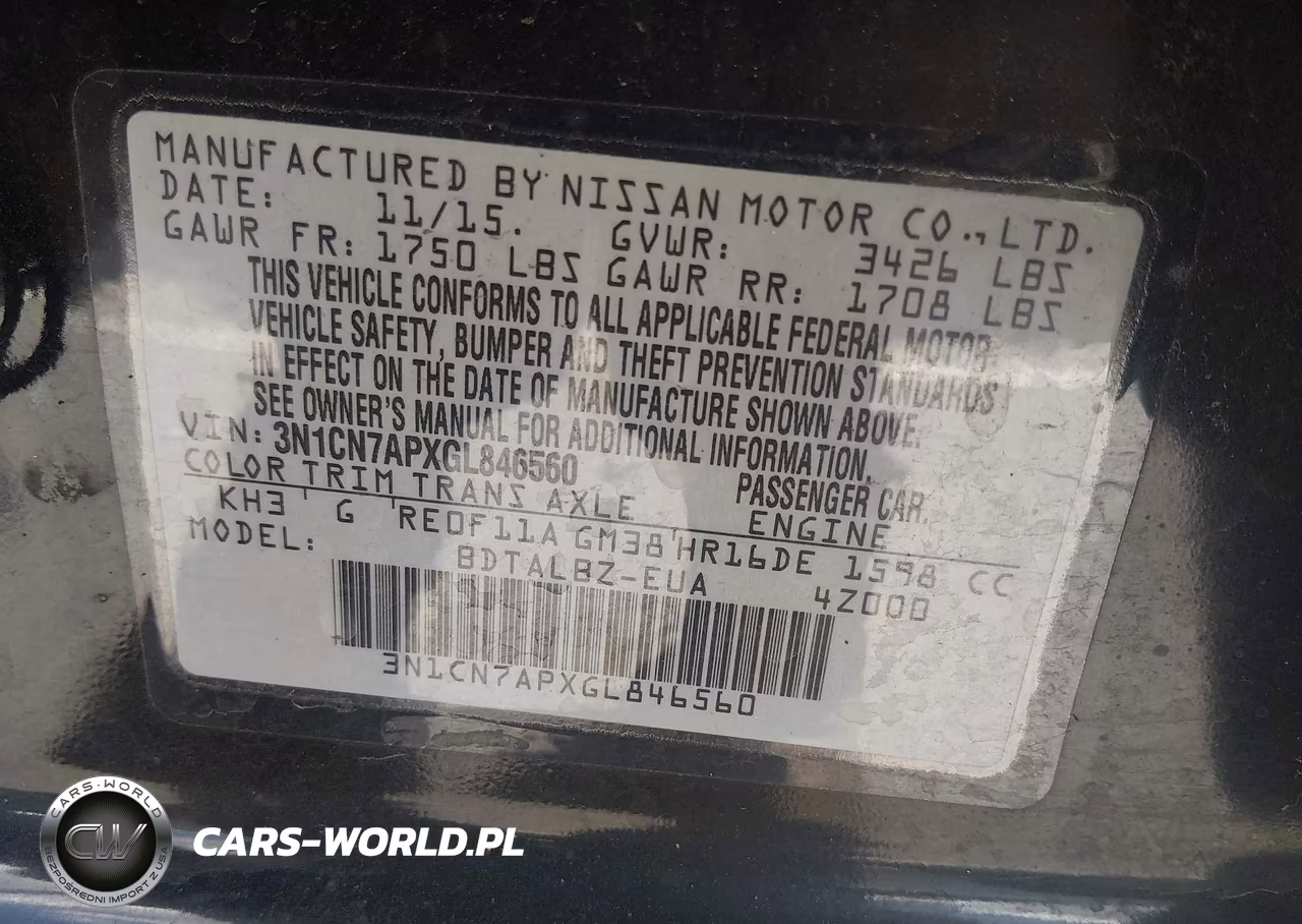 2016 Nissan Versa 1.6 Sv VIN:3N1CN7APXGL846560 - 9