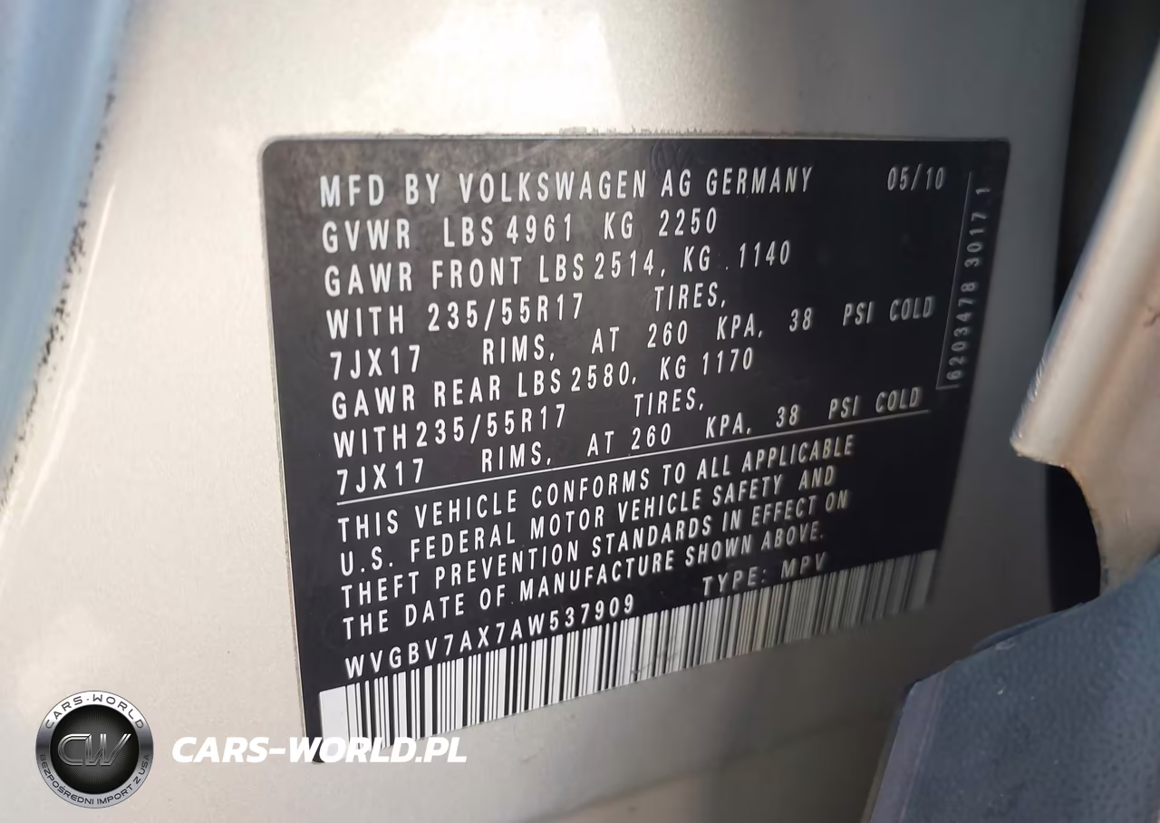 2010 Volkswagen Tiguan Wolfsburg Edition VIN:WVGBV7AX7AW537909 - 9