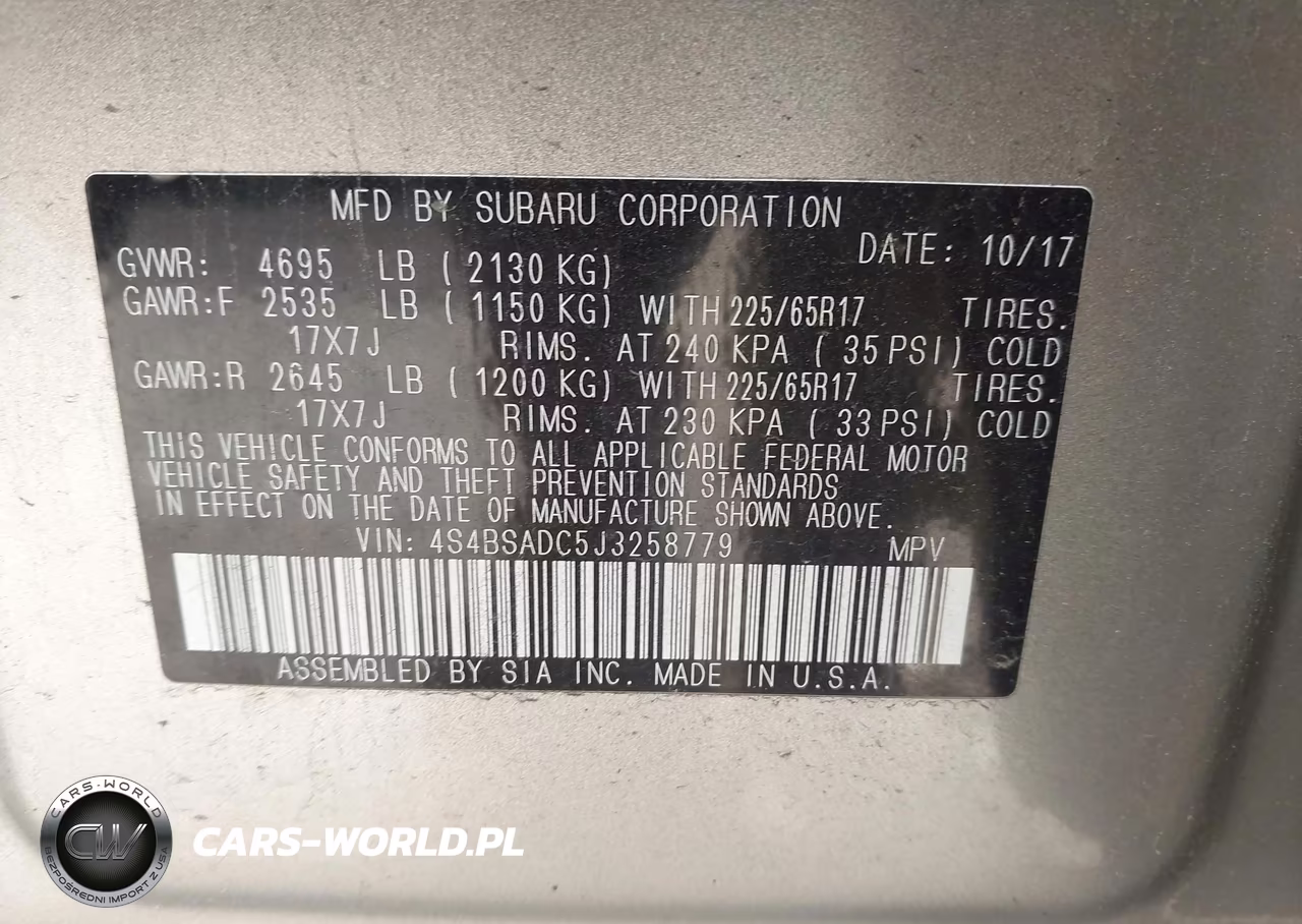 2018 Subaru Outback 2.5I Premium VIN:4S4BSADC5J3258779 - 9