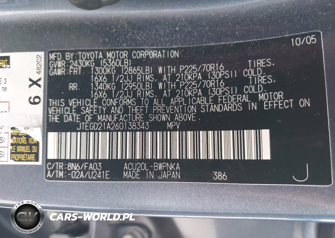 2006 Toyota Highlander VIN:JTEGD21A260138343 - 9