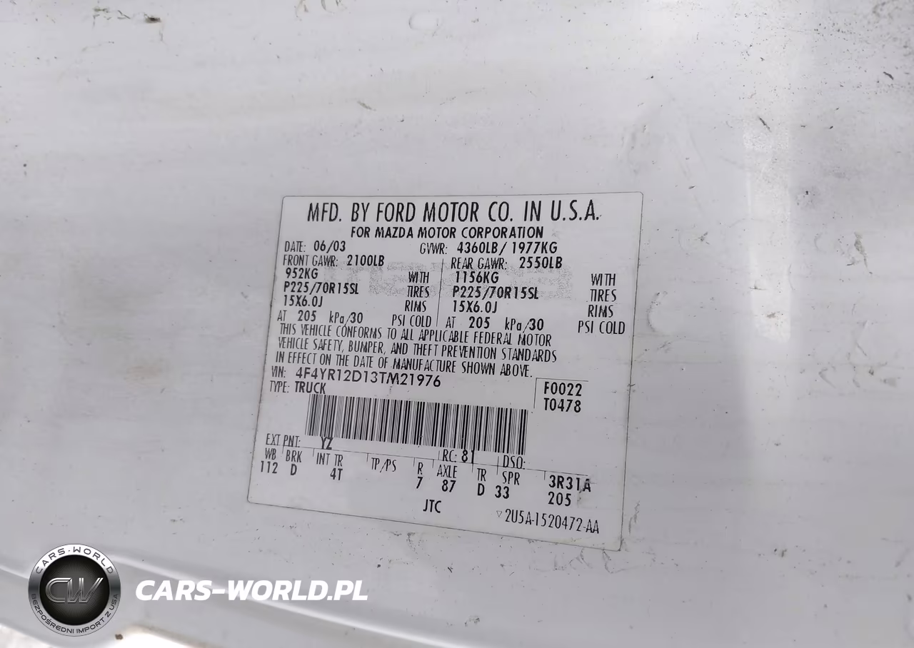 2003 Mazda B2300 VIN:4F4YR12D13TM21976 - 9