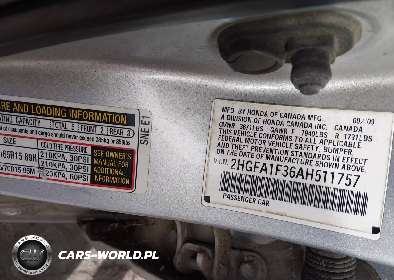 2010 Honda Civic Vp VIN:2HGFA1F36AH511757 - 9