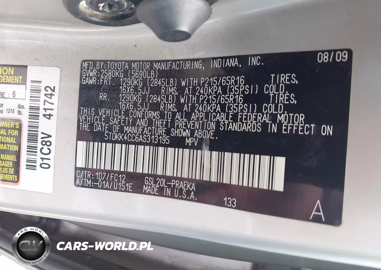 2010 Toyota Sienna Le VIN:5TDKK4CC6AS313195 - 9