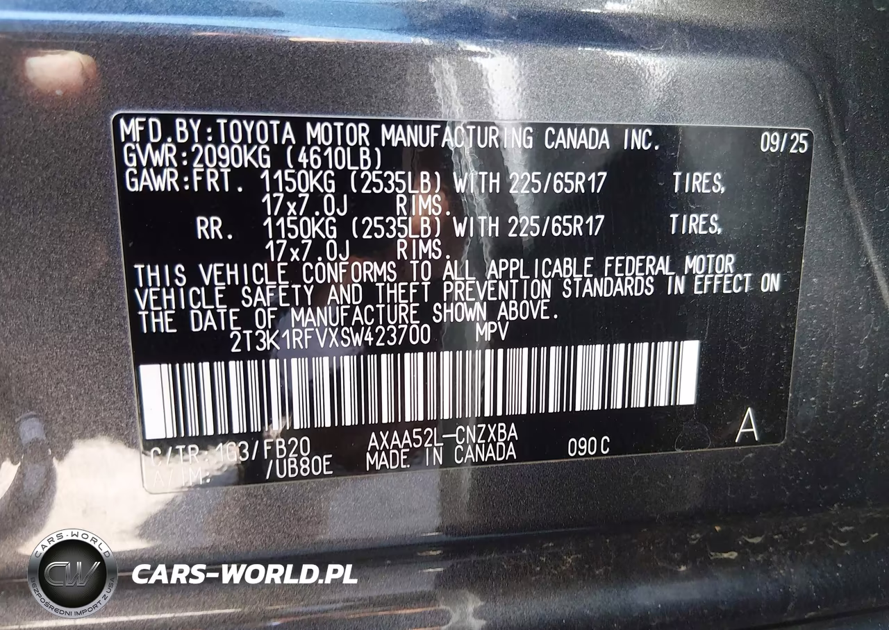 2025 Toyota Rav4 Le VIN:2T3K1RFVXSW423700 - 9