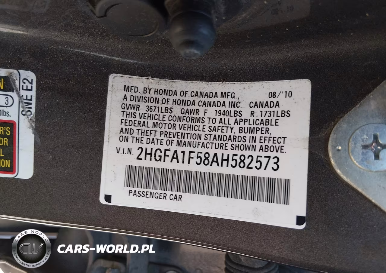 2010 Honda Civic Lx VIN:2HGFA1F58AH582573 - 9
