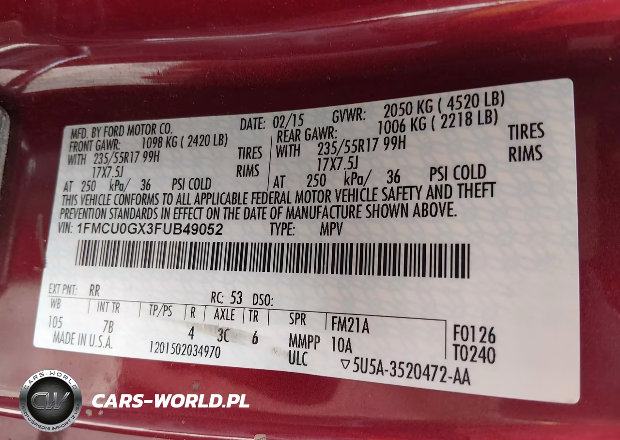 2015 Ford Escape Se VIN:1FMCU0GX3FUB49052 - 9