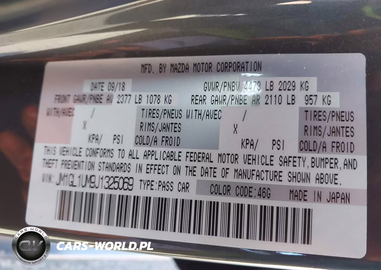 2018 Mazda Mazda6 Sport VIN:JM1GL1UM9J1325069 - 9