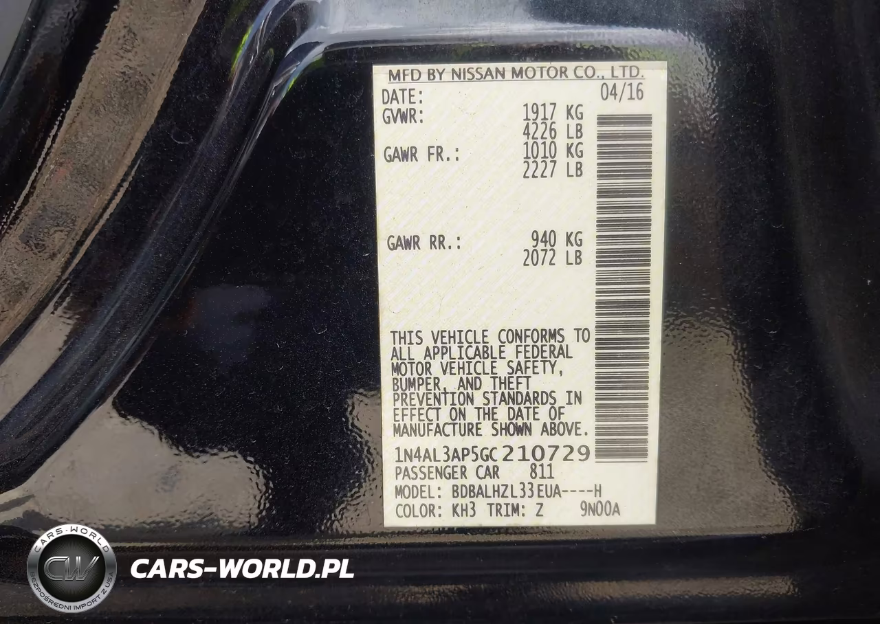 2016 Nissan Altima 2.5 Sr VIN:1N4AL3AP5GC210729 - 9