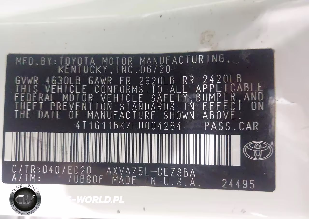 2020 Toyota Camry Se Nightshade Edition Awd VIN:4T1G11BK7LU004264 - 9