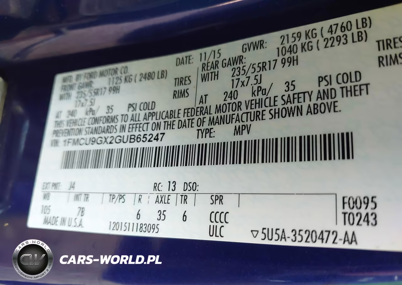 2016 Ford Escape Se VIN:1FMCU9GX2GUB65247 - 9