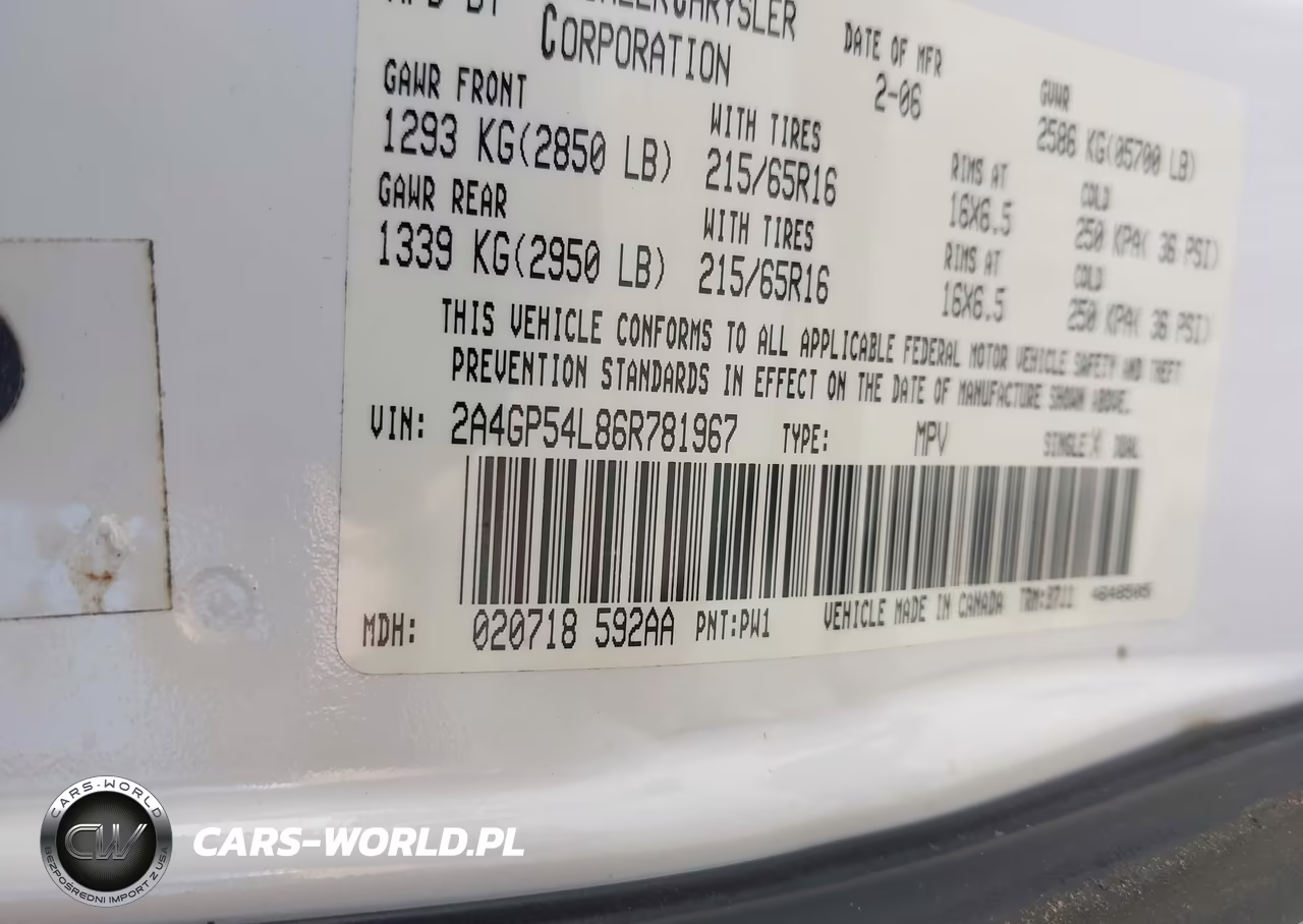 2006 Chrysler Town & Country Touring VIN:2A4GP54L86R781967 - 9