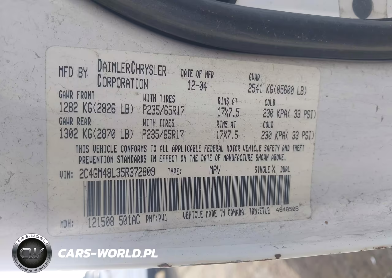 2005 Chrysler Pacifica VIN:2C4GM48L35R372809 - 9