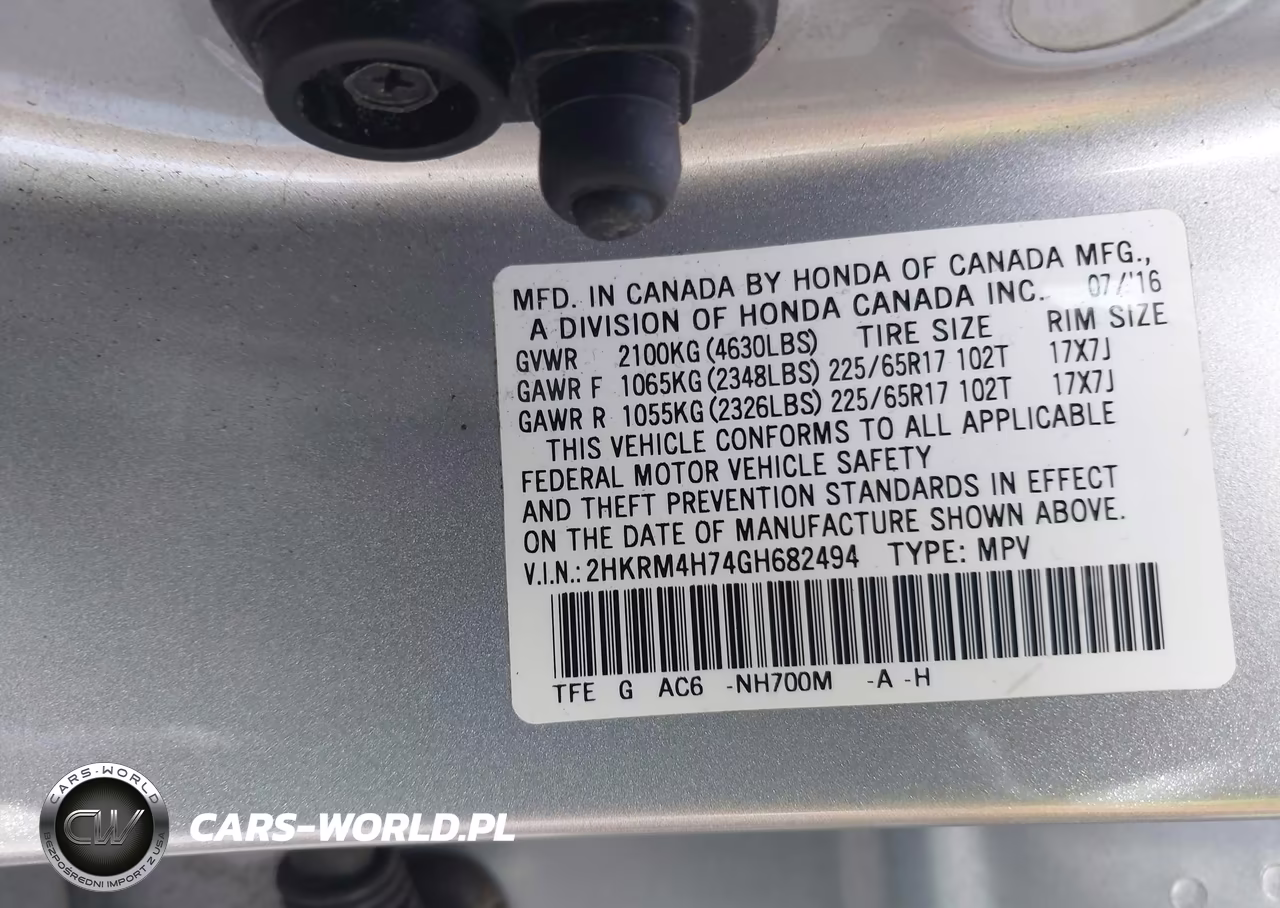 2016 Honda Cr-V Ex-L VIN:2HKRM4H74GH682494 - 9