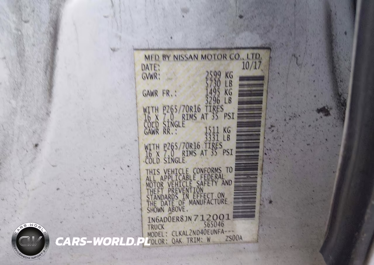 2018 Nissan Frontier Sv VIN:1N6AD0ER8JN712001 - 9