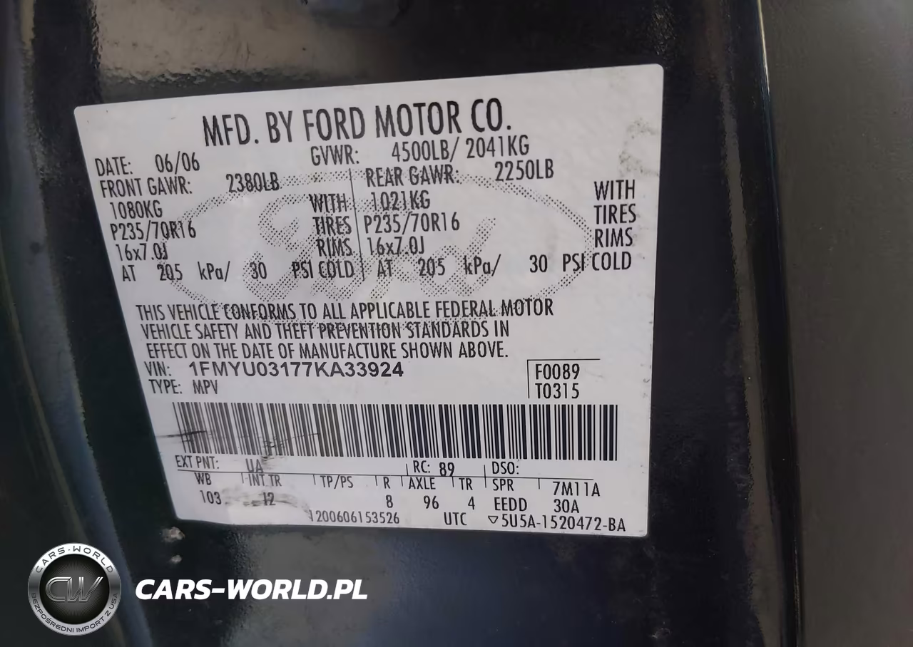 2007 Ford Escape Xlt-Xlt Sport VIN:1FMYU03177KA33924 - 9