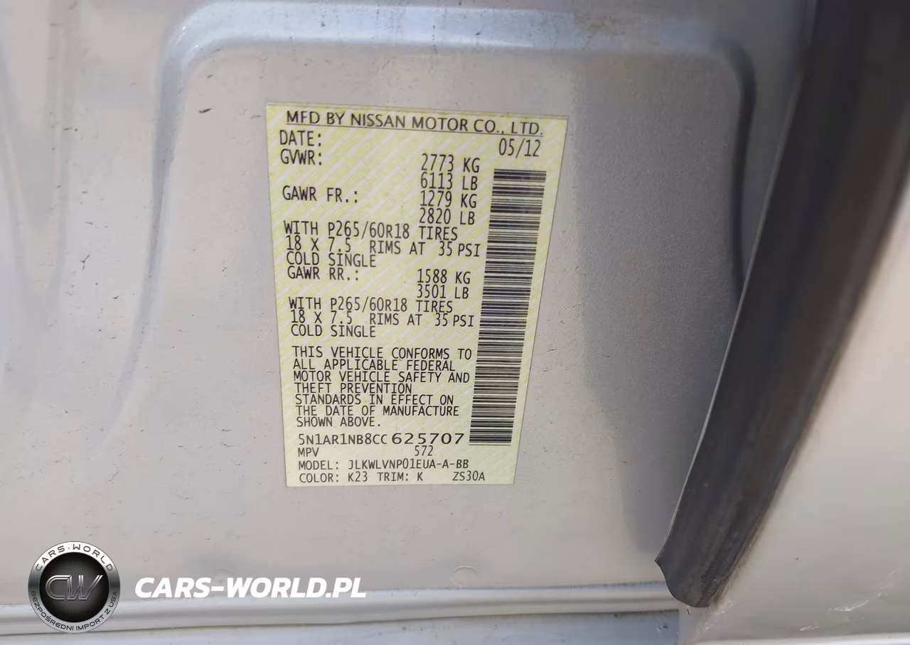 2012 Nissan Pathfinder Le VIN:5N1AR1NB8CC625707 - 9